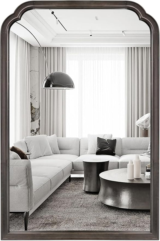 WallBeyond Wood Bathroom Mirrors for Wall Mounted, 20" x 30" Rustic Wood Frame Wall Mirrors Decorative for Living Room or Bedroom Vanity Mirror (Black)