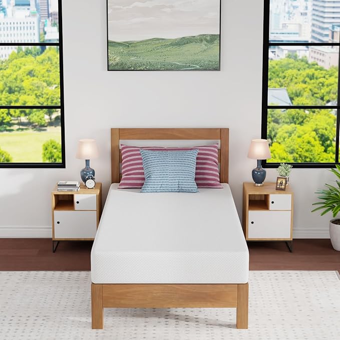 FDW | 8 Inch Twin XL Mattress | Medium Firm | Gel Memory Foam Mattress | White | Bed in a Box, CertiPUR-US Certified | Pressure Relief, Cooling Ventilated Foam | Washable Removable Cover