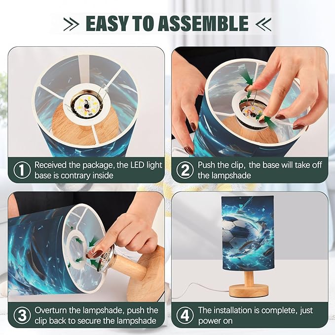 Football Soccer 3D LED Table Lamp for Bedroom Bedside Lamp with USB Charging Ports Decor Nightstand for Living Room Reading Dorm Desk Home Office