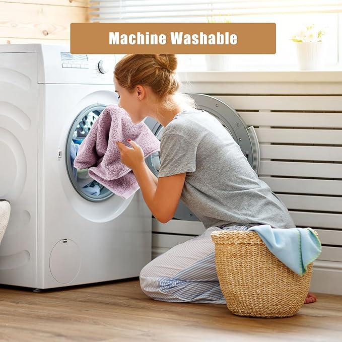 SEMAXE Bath Towel Set, 100% Cotton Absorbent Bathroom Towels with Hanging Loops and Nano-Bio Lifecycle Labels, 8 Piece Towel Set Include 2 Bath Towels, 2 Hand Towels, 4 Washcloths, Purple