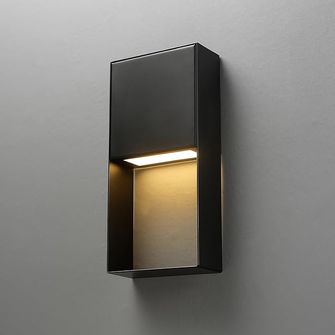 GLOBE Electric 60000171 7.5W LED Integrated Outdoor Wall Sconce, Matte Black, 400 Lumens, 2700 Kelvin, 80 CRI