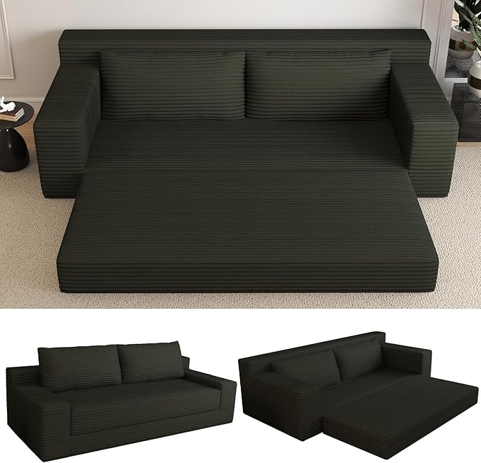 Cloud Loveseat Sofa, Modern Corduroy 2-Seater Couch with Deep Seat, No Assembly Required Memory Foam Sofa, Boneless Sofa in a Box for Bedroom, Apartment, Office,Small Space (Dark Grey,70.87in)