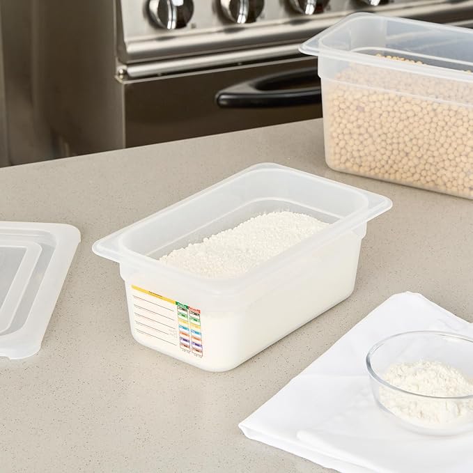 Restaurantware Food Pans Pack of 10 Plastic Rectangle Food Containers 1/4 Size with Traceability Label, Storage Containers Dishwashable Hot Cold Friendly for Restaurants Buffet Commercial Use