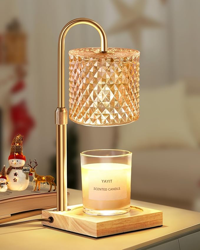 Candle Warmer Lamp with Timer Dimmer Adjustable Height, Candle Warmer with 2 Bulbs for Jar Candles, Home Decor, Birthday Gifts for Women