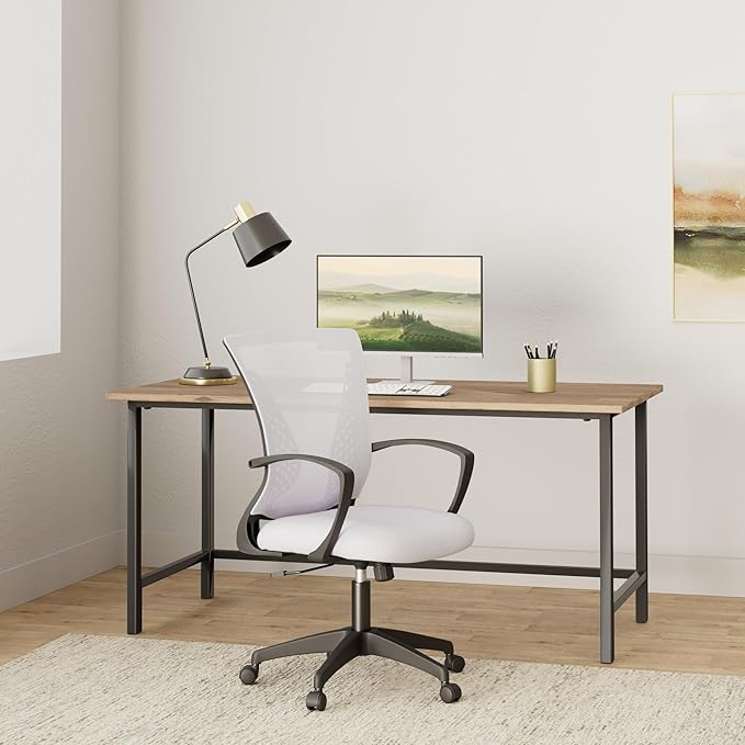 Mesh Office Chair Ergonomic Desk Chair Computer Chair with Lumbar Support Armrest Rolling Swivel Task Mid Back Adjustable Chair for Adults, White