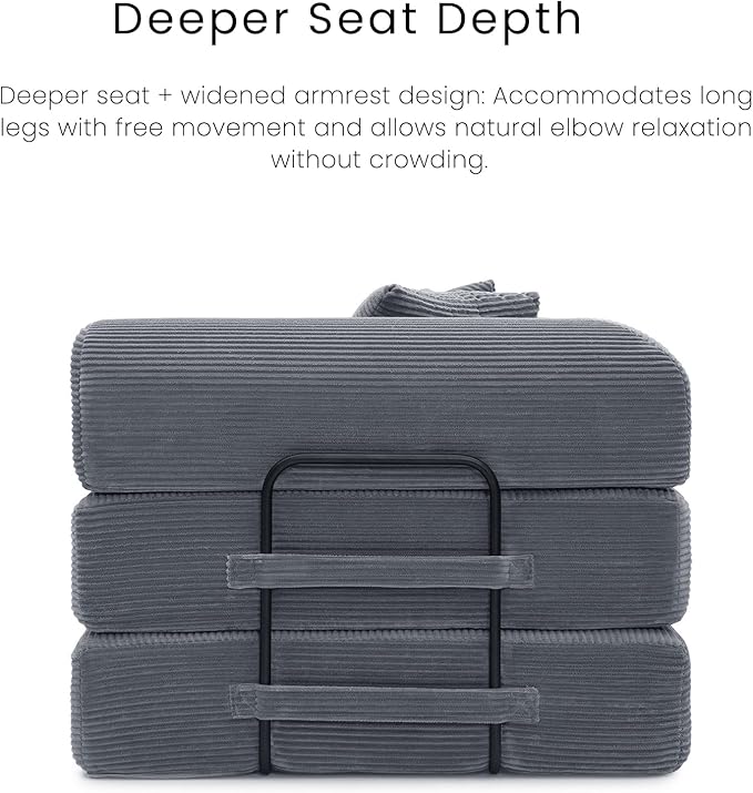 Compression Sofa - 79'' Convertible Sofa Bed, Boneless Couch in a Box, Modular Corduroy Foldable Sleeper Sofa with 2 Pillows, Loveseat Couches for Living Room (Corduroy Fabric, Dark Grey)