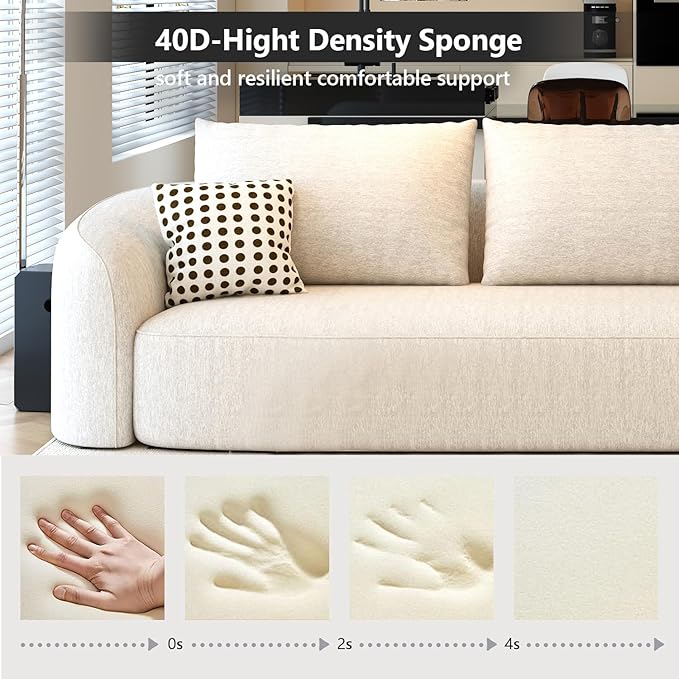 138.6" Modular Sectional Couches Luxury Modern Curved Back U-Shape Sofa Set with Ottoman,Minimalist Comfy Boneless Cloud Couch for Living Room Apartment,(Right Facing Chaise,White)