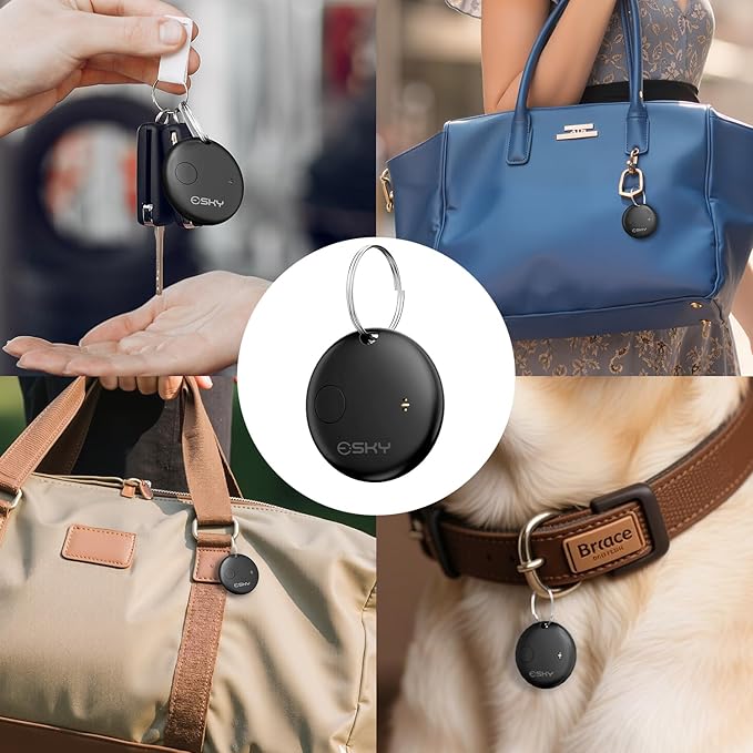 Esky Bluetooth Tracker Tag, Smart Luggage Tracker Compatible with Apple Find My APP (Only for iOS, Not for Android), Key Finder and Item Locator for Luggage, Backpack, Suitcases, Pets, Wallet