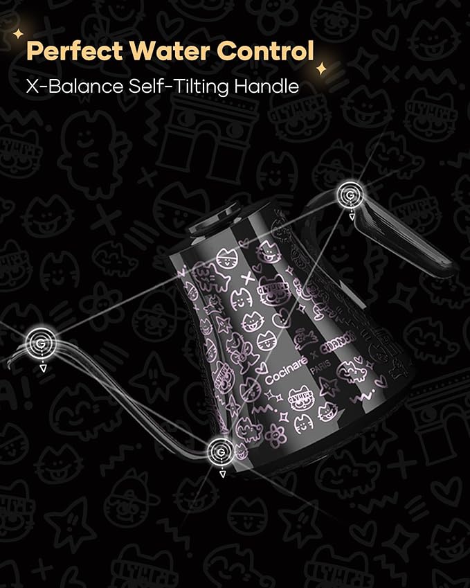 Cocinare x Chanoir FLOW M9 Pro Electric Kettle, Art de Paris Color-Changing Collaboration, Premium Gift Box Packaging with Coffee Mat, ±0.5℉ Temp Control for Coffee & Tea (Chanoir Black)