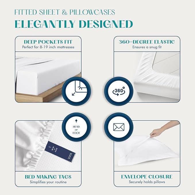 XOOX Linen 100% Egyptian Cotton Sheets Queen Size - 1200 Thread Count 4 PC Queen Sheet Set Egyptian Cotton, Sateen Weave Luxury Sheet, High Thread Count Sheets, Fits Upto 19" Deep Pocket - Taupe