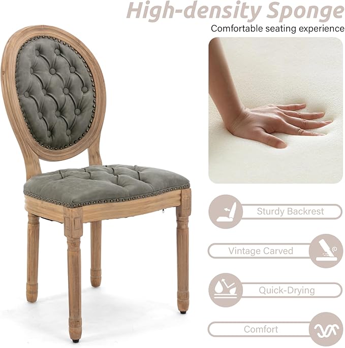 SoarFlash Kitchen Table and Chairs for 2, 31.5" Dining Table Set for 2 with French Dining Chairs, 3 Piece Round Kitchen Table Set, Dining Room Table Set for Small Space, Apartment