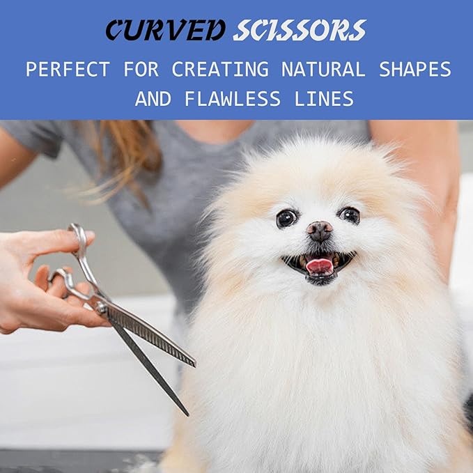 Dog Grooming Scissors Set, 5-in-1 Dog Shears for Grooming, 6 Inches Stainless Steel Professional Dog Grooming Scissors, Pet Grooming Scissor for Dogs with Safety Round Tips