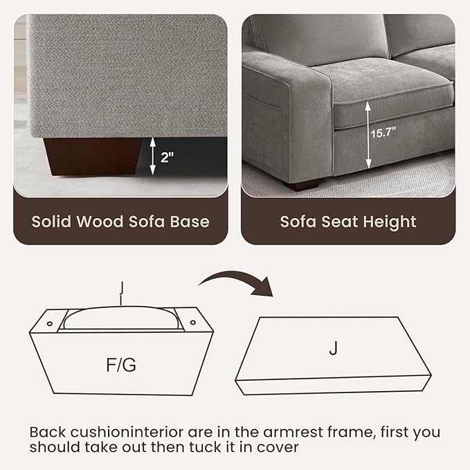 PARKOL 99" L-Shaped Sectional Couch with Storage, Sofa with Reversible Chaise, USB Type-C Charging, Chenille Fabric, Removable Cushion Covers, for Small Space, Apartment, Living Room, Light Gray