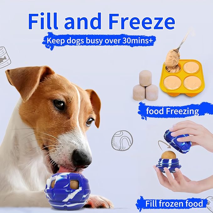 Dog Toys to Keep Them Busy, Interactive Dog chew Toys, Interactive Refillable Frozen Treat Dog Toy, Birthday Gift Boredom Buster Brain Stimulation Training Dog Enrichment Jolly Ball