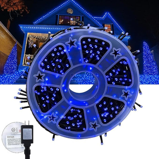 Kwaiffeo Blue String Lights: 500LED 164FT 8 Modes Blue Fairy Lights for Christmas Halloween Decorations Outdoor Indoor