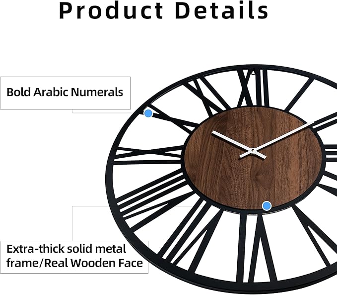 30 Inch Large Metal Wall Clock with Voice and Light Sensor Night Light, Glow in The Dark Non-Ticking Silent Battery Operated Decorative Oversized Wall Clock for Bedroom Living Room Decor