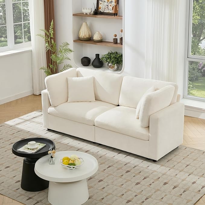 Tbfit Loveseat Modular Sectional Couch, Oversized 82" Comfy Cloud Sofa for Bedoom, Living Room, Washable Cover, Beige