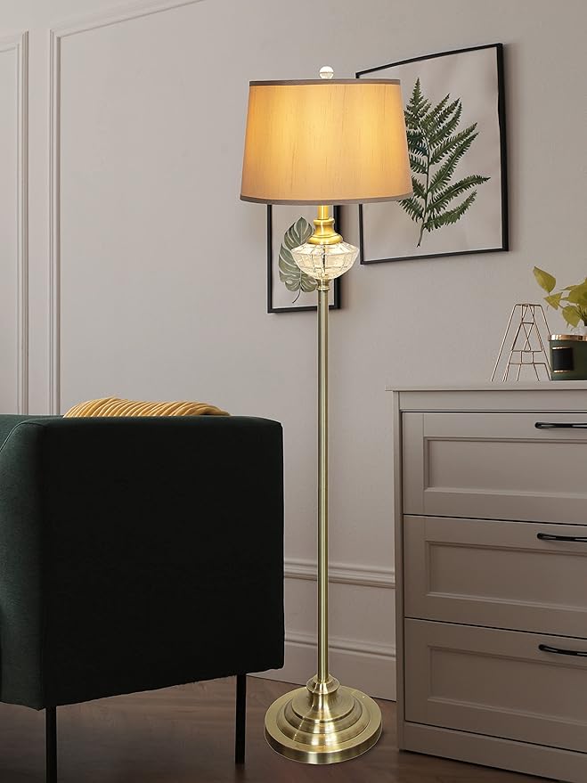 Dale Tiffany GF20307 Kayla Crystal Floor Lamp, Golden Antique Brass Multicolor