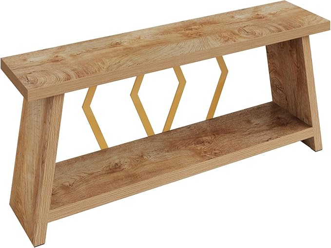 Tribesigns 70.86-Inch Long Sofa Table for Living Room, 2-Tier Narrow Console Table with Storage, Wood Foyer Entryway Couch Table for Hallway, Entrance (Light Oak Brown)