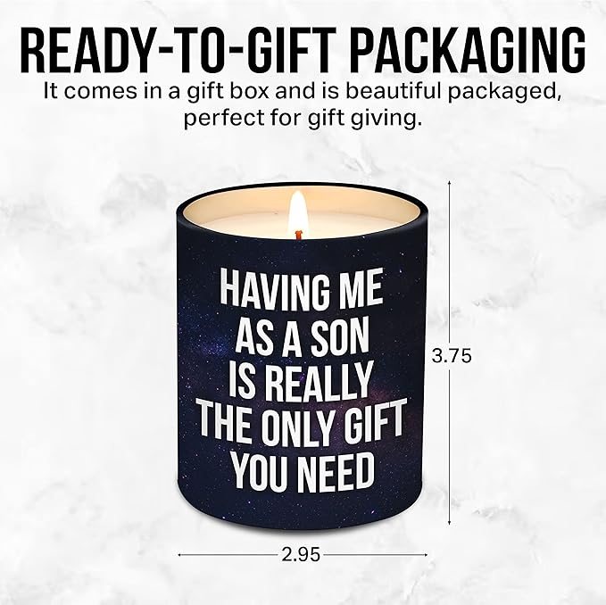 Christmas Gifts for Mom from Son - Mom Christmas Gifts from Son - Moms Birthday Gift Ideas from Son - Mother Gift, Funny mom Candle, 10 Oz Jar Lemongrass Scent Soy Wax Candle