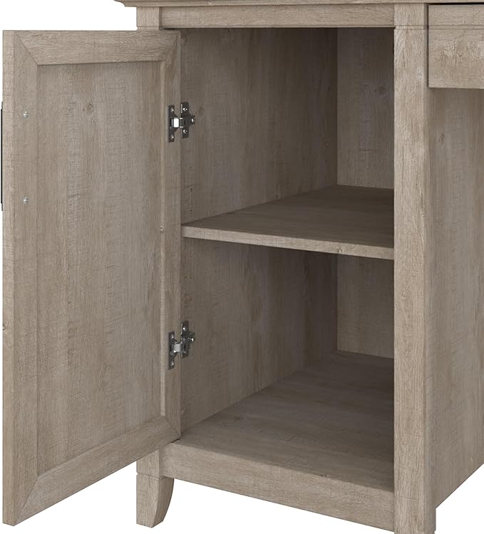 Bush Furniture Key West Computer Desk with Storage | Farmhouse PC Table for Home Office in Washed Gray | 54W x 24D