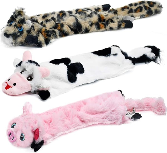 SHARLOVY Dog Squeaky Toys No Stuffing, 3 Pack Crinkle Dog Toys for Small Breeds or Puppy, Durable Chew Plush Cute Animals Natural for Teething Pet for Boredom