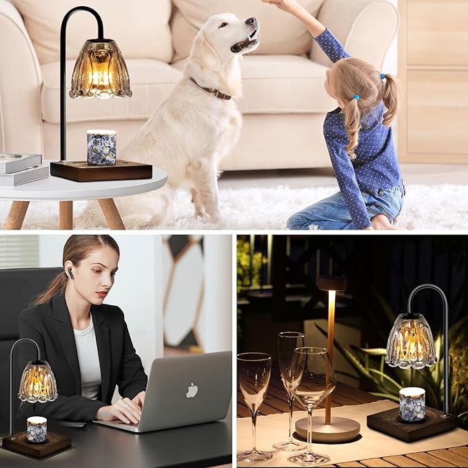 Candle Warmer Lamp, Top-Down Electric Candle Warmer with Timer, Dimmable Jar Candle Melter for Scented Wax