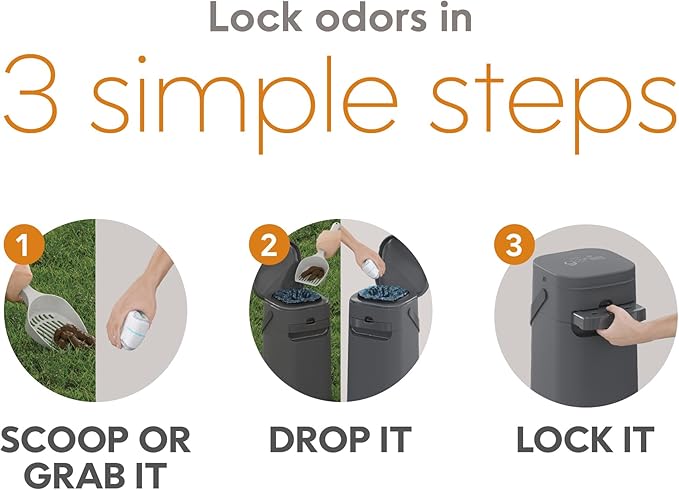 Pail | Dog Waste Disposal System for Outdoor and Indoor Odor Control | Dog Poop Trash can | Includes 1 Square Refill Bag That Lasts up to 2 Months