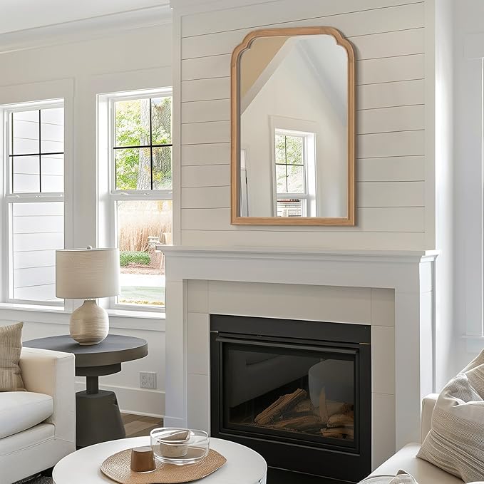 HOMECOOKIN Wood Bathroom Mirrors for Wall Mounted, 20" x 30" Rustic Wood Frame Wall Mirrors Decorative for Living Room or Bedroom Vanity Mirror (DH) B