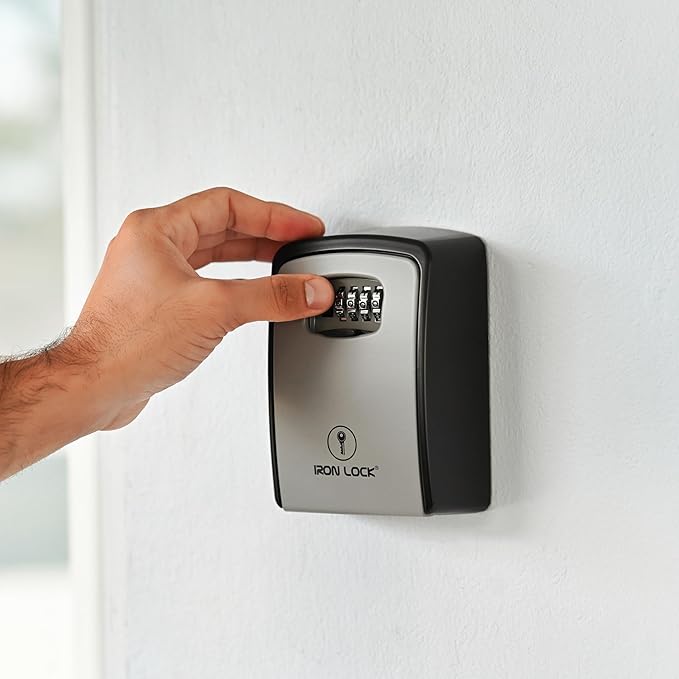 Iron Lock® Key Lock Box XXL Wall Mount – Waterproof Outdoor Key Safe with Heavy-Duty Metal Body & 4-Digit Combination – Lock Box for Keys Outside for Home, Rentals & Realtors (Grey, XXL)