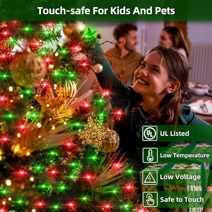 470FT 1500LED Christmas Lights, 12 Modes Red and Green Outdoor String Lights with Timer & Dimmable, Waterproof Green Wire Christmas String Lights for Indoor Tree Xmas Patio Fence Balcony Garden Party