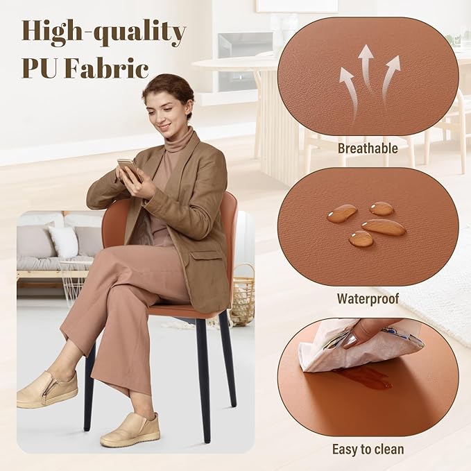 Homcosan Dining Chairs Set of 2, Modern Kitchen Chairs with Cross Structure & Exquisite Piping Design, Easy Assembly, Faux Leather Dining Room Chairs for Living Room Lounge, Bedroom, Brown