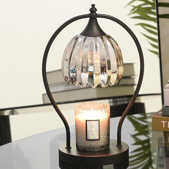 Candle Warmer Lamp with Timer, Vintage Black Wax Melt Warmer Lamp Electric Dimmable Candle Warmer, House Warming Gifts Home Decor for Living Room Bedroom Office, Birthday Gifts for Mom, Women & Men