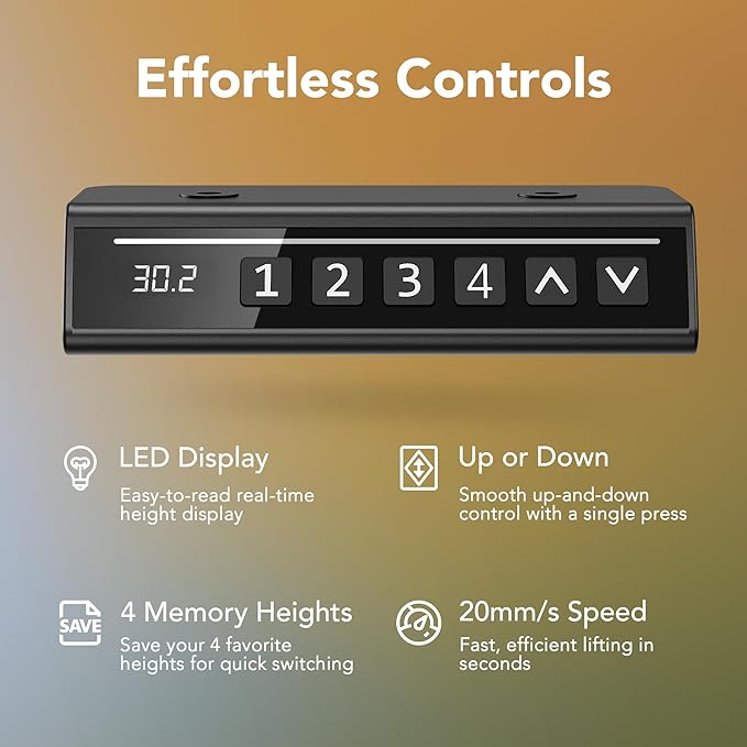 HUANUO Electric Standing Desk, 40 x 24 Inch Height Adjustable Computer Desk with Storage Bag, 4 Height Memory Settings, Sit Stand Up Desk for Home Office, Black