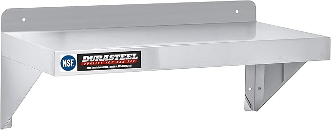 DuraSteel Stainless Steel Wall Mount Shelf 24" Wide x 14" Deep Commercial Grade - NSF Certified - Good for Restaurant, Bar, Home, Kitchen, Laundry, Garage and Utility Room