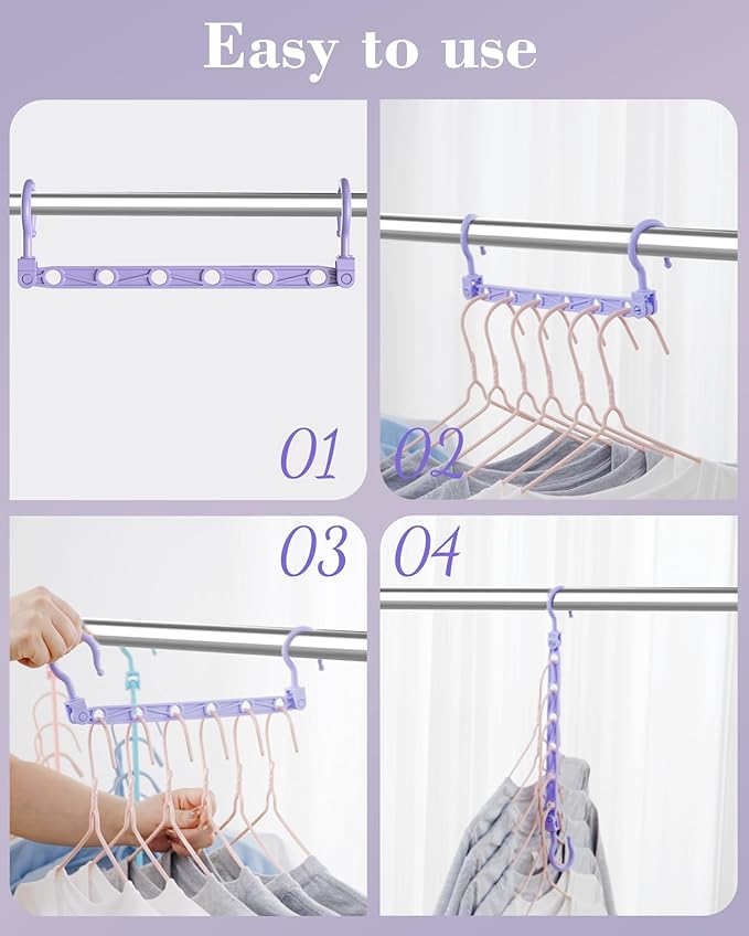 Space Saving Hangers for 96 Clothes, Reinforced Collapsible Hangers with 360° Swivel Hook, Hanger Hooks Space Saver for Closet Organizers and Storage, Dorm Room Essentials, Fully Assembled, Colorful