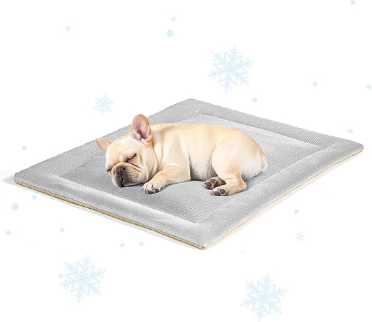 Cooling Mat for Dogs Washable Puppy Sleeping Mat Anti-Slip Durable Dog Crate Pad Comfortable Breathable Skin Friendly Outdoor Mattress Grey (42×28×1.2 inches)