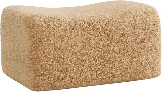 Camel Teddy Fabric Cloud Ottoman, Modern Boneless Modular Footstool in a Box for Living Room, Comfortable Deep Seat Design, No Assembly Required, Sofas para Sala