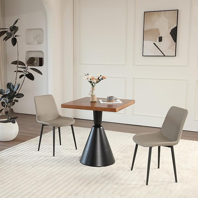 Leather Dining Chairs Set of 6, Mid Century Modern Faux Leather Kitchen & Dining Room Chairs, Comfortable Dinner Chair Kitchen Chair for Restaurant Living Room, Cafe, Home (6, Young Colt)