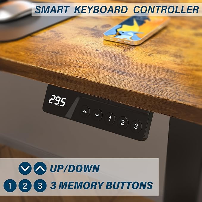 Kingant Standing Desk Height Adjustable Electric Stand Up Desks [48 x 24 Inch] - Ergonomic Sit Stand Desk Rising Desks for Home Office Computer Desk Stand Desk Workstation with Cable Management