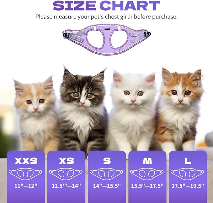 Rttochfy Cat Harness and Leash Set, Escape Proof Kitten Harness, Soft and Breathable Vest with Reflective Strip, Easy to Wear for Cats Walking and Traveling (Orange, XXS)