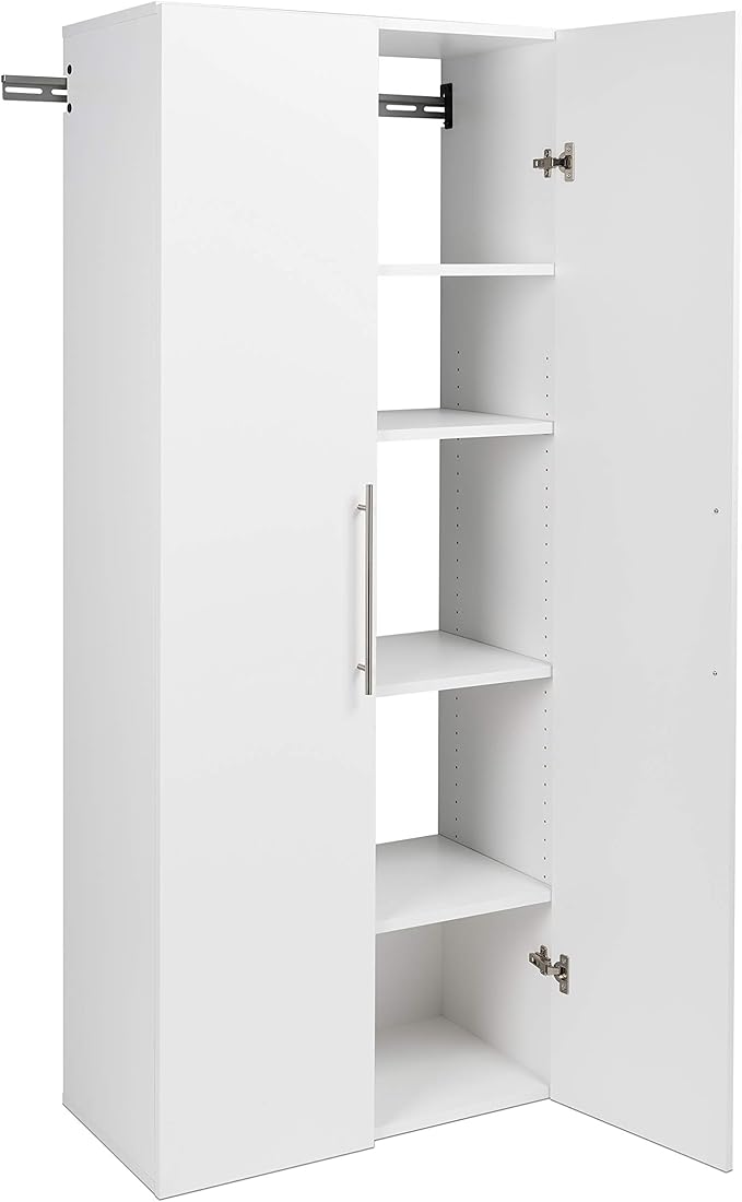 Prepac HangUps 30" Large Garage Cabinet, Bathroom Cabinet Wall Mount, Ideal for Garage, Kitchen and Laundry Organization 30" W x 72" H x 16" D, White