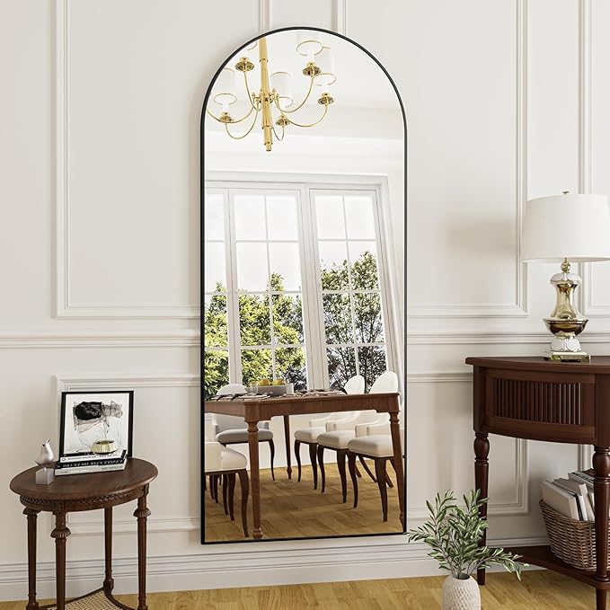Alpen Arched Full Length Mirror, Floor Mirror with Stand, 71"x26" Mirrors for Home Decor, Full Length Body Floor Mirrors, Wall Mounted Mirror for Bedroom, Black