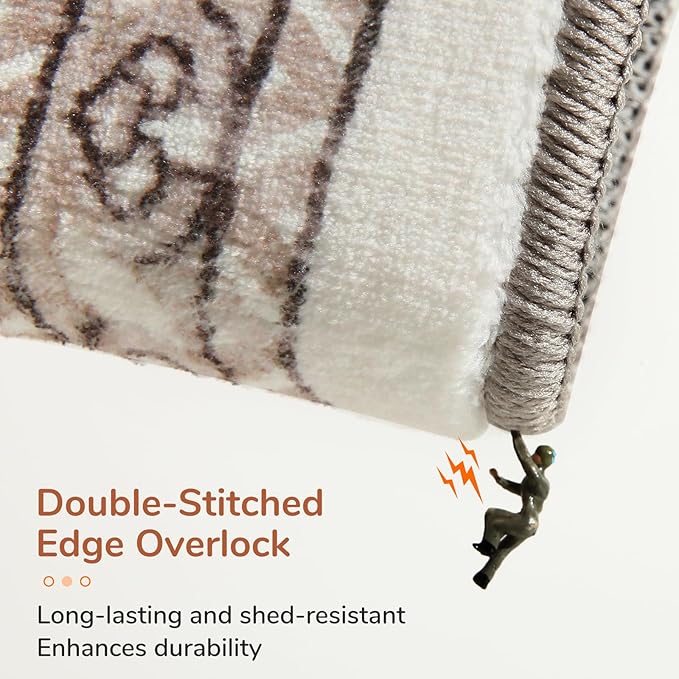 OPPODREAM Thin 6x9 Area Rugs, Washable Rug 6x9 with Non Slip Backing, Faux Cashmere Low-Pile 6 x 9 Carpet, Khaki