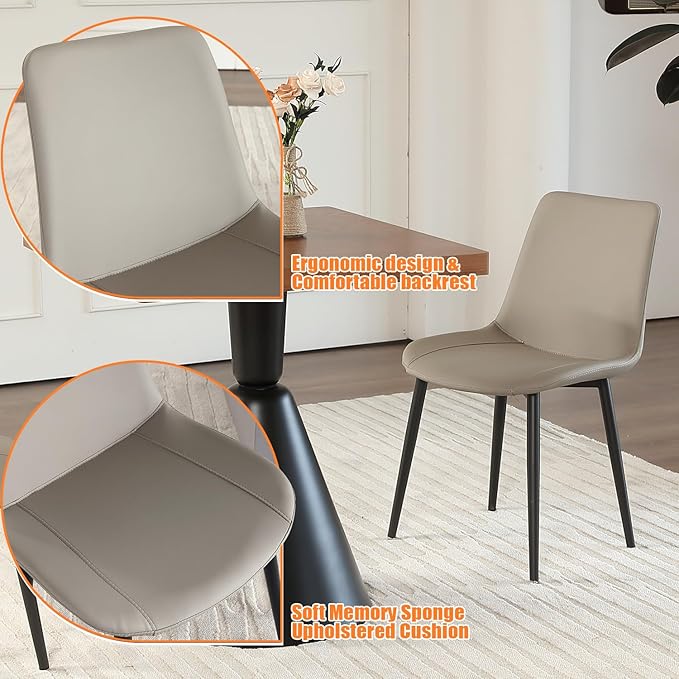 Leather Dining Chairs Set of 4, Mid Century Modern Faux Leather Kitchen & Dining Room Chairs, Comfortable Dinner Chair Kitchen Chairs for Restaurant Living Room, Cafe, Home (4, Young Colt)