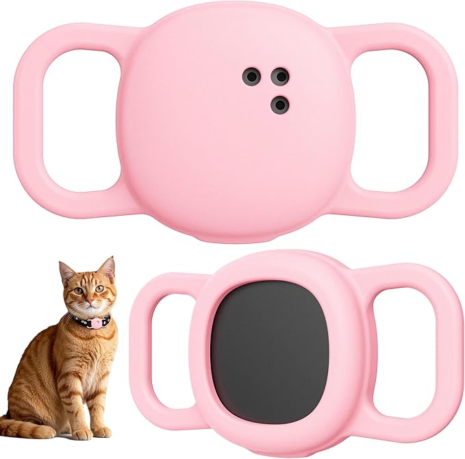 DDJ for Tile Life360 Sticker (2024) Tracker Cat Collar Case, 2-Pack Silicone Anti-Lost Protective Cover Tile Tracker Holder for Dog & Pet Collars, Ultra Durable, Easy Installation, Lightweight, Pink