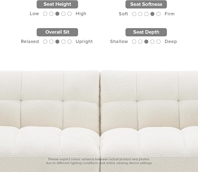 mopio 76.4" Futon Sofa Bed, Couch, Loveseat, Sleeper Sofa, Mid Century Modern Futon Couch, Sofa Cama, Couches for Living Room (Aaron, Pearl White Boucle)