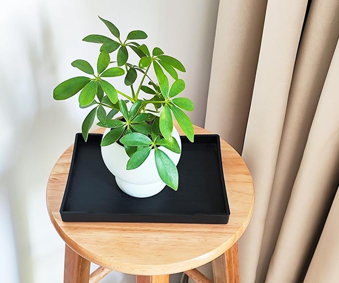 Small Black Mini Serving Tray (8.5 x 6.3 inch) for Serving Accessory, Spa, Coffee, Drinks, Wine, Tea, Bar, Party, Seasoning, Perfume or Display Use.