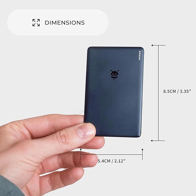 Pebblebee Tracker Card Universal - Rechargeable Slim Item Tracker | Alternative to Air Tag & Android Trackers | 18-Month Battery Life | Works with Both Android & iOS Find My Apps | LED & Sound Alerts