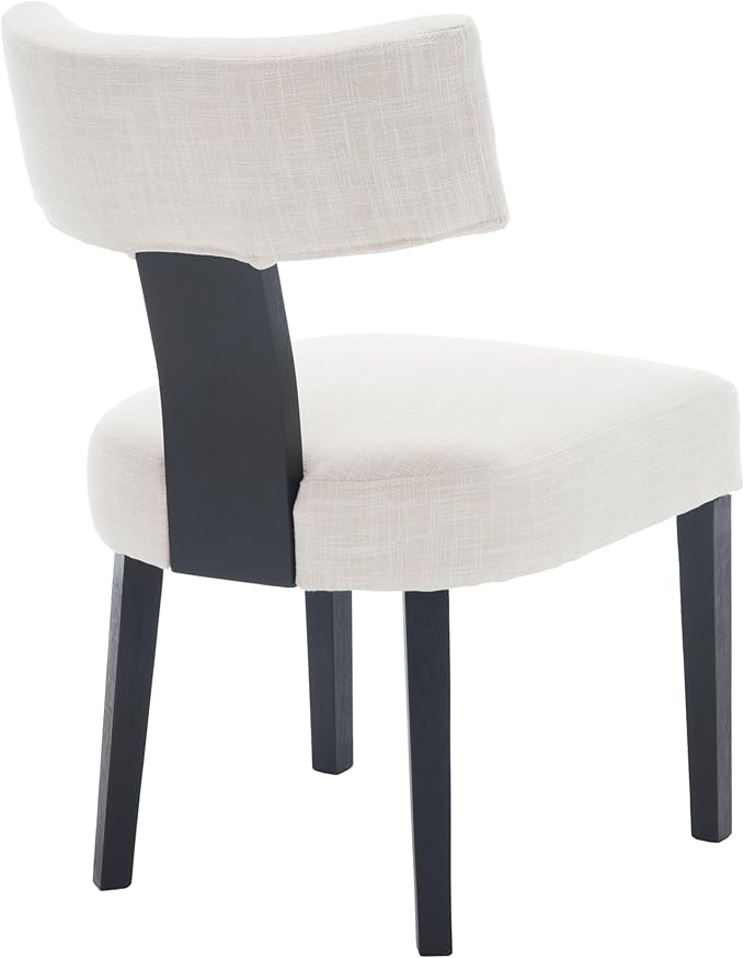 Linen Dining Chairs Set of 2 Modern Dining Chair with Black Wood Legs, Upholstered Dining Chairs for Dining Room, Kitchen, Vanity, Living Room, Beige
